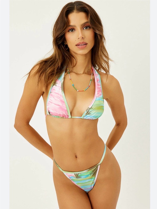 Frankie's Bikinis Other - Frankies Bikinis 2 pc Set Palmz Print Halter Top And String Cheeky Bottom SZ M